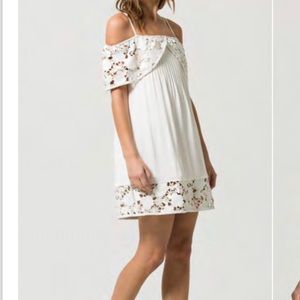 Off the shoulder leather lace dress